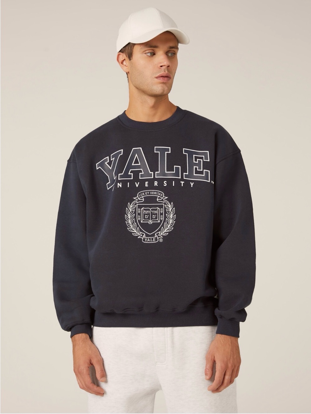 H&M Navy Blue Crewneck Sweatshirt with Yale Crest Size M